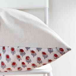 Indian Block Print Pillow Cover Floral Batik, Boho Farmhouse Decor - thumbnail 3