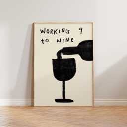 Kitchen Wall Art, Funny Wine Poster, Illustration Prints, Working 9 To Bar Drink Print - thumbnail 2