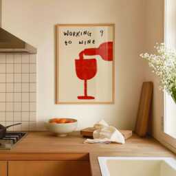 Kitchen Wall Art, Funny Wine Poster, Illustration Prints, Working 9 To Bar Drink Print - thumbnail 3