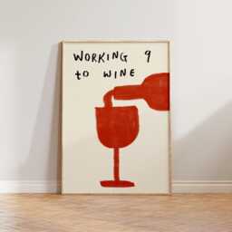 Kitchen Wall Art, Funny Wine Poster, Illustration Prints, Working 9 To Bar Drink Print - thumbnail 1