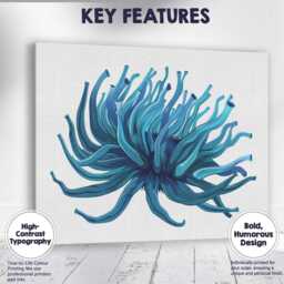 Abstract Blue Sea Anemone Ocean Marine Illustration Canvas Wall Art Print Decor Picture Ready To Hang - thumbnail 1