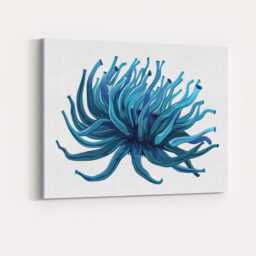 Abstract Blue Sea Anemone Ocean Marine Illustration Canvas Wall Art Print Decor Picture Ready To Hang - thumbnail 4