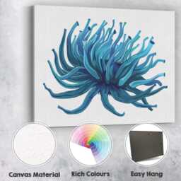 Abstract Blue Sea Anemone Ocean Marine Illustration Canvas Wall Art Print Decor Picture Ready To Hang - thumbnail 2