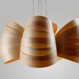 Scandinavian Wooden Veneer Chandelier - Modern Herz Sculptural Pendant, Minimalist Dining Room Fixture - thumbnail 2