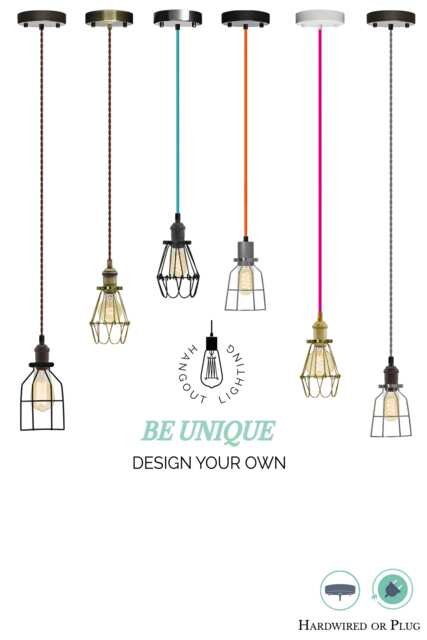 Custom Cage Pendant Light - Industrial Steel Shade Hardwired Lighting Fixture Modern Lights - image 1