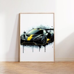 Kids Supercar Print Set - 3 Car Prints - Watercolour Painting Boys Room Wall Art Bedroom Gifts Artwork Decor - thumbnail 2