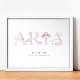 Personalized Unicorn Name Print - Baby Girl Nursery Decor - thumbnail 3