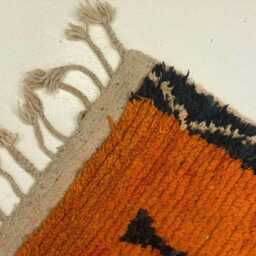 Handmade Moroccan Orange Wool Rug Authentic Berber Design - thumbnail 4