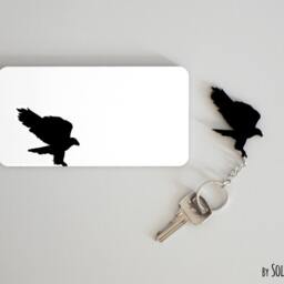 Hawk Attacking Silhouette Key Holder - Chain - thumbnail 2