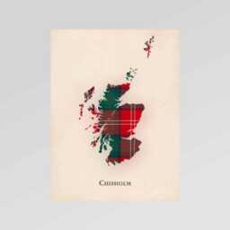 Clan Chisholm Red Scottish Tartan Map - Of Scotland Family Wall Decor, Ready To Hang - thumbnail 2