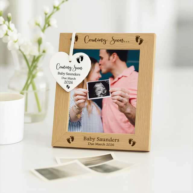 Personalised Baby Scan Photo Frame, Pregnancy Announcement & Due Date Picture Frame Gift For Grandparents Ultrasound Keepsake Shower - image 1