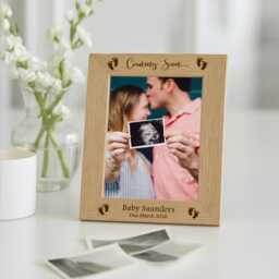 Personalised Baby Scan Photo Frame, Pregnancy Announcement & Due Date Picture Frame Gift For Grandparents Ultrasound Keepsake Shower - thumbnail 3