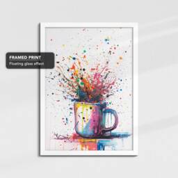 Coffee Mug Beverage Splatter Watercolor Drink Oil Painting Framed Poster Print & Canvas Wall Art Home Bar Kitchen Interior Decor Gift - thumbnail 3