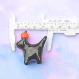 Halloween Pumpkin Cat Figurine Spooky Black Kitty Desk Decor - thumbnail 4