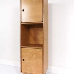 Plywood High Cabinet With Doors, Mid-Century Modern Storage Unit, Bathroom Or Hallway - thumbnail 2