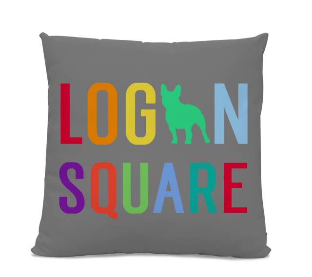 Logan Square French Bulldog Pillow - Chicago Neighborhood Home Decor - image 1