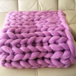 Giant Knitted Blanket. Super Chunky Merino Wool Throw. Big Yarn. Grande Punt . Stitch Blanket By Woolwoworchid Color - thumbnail 2