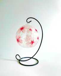 Hand-Painted Cherry Blossom Glass Candle Holder With Metal Stand - thumbnail 1