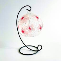Hand-Painted Cherry Blossom Glass Candle Holder With Metal Stand - thumbnail 2