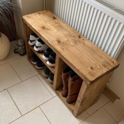 Shoebench Shoe Rack Boot Rustic Solid Wood Bench Farmhouse Hallway Storage Mud Room Storage Oak Pine Walnut - thumbnail 3