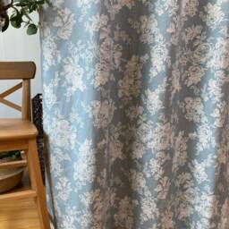 Dusty Blue Farmhouse Linen Curtains Botanical Wildflower Curtain Panel French Country Flower Pattern Drapes Kitchen Cafe Valance Set Of 2 - thumbnail 2
