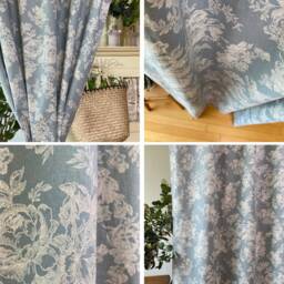 Dusty Blue Farmhouse Linen Curtains Botanical Wildflower Curtain Panel French Country Flower Pattern Drapes Kitchen Cafe Valance Set Of 2 - thumbnail 3