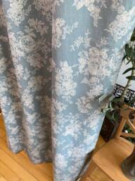 Dusty Blue Farmhouse Linen Curtains Botanical Wildflower Curtain Panel French Country Flower Pattern Drapes Kitchen Cafe Valance Set Of 2 - thumbnail 1