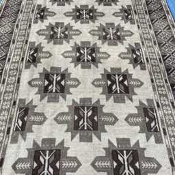 Long Antique Runner Rug 4.7x11 Ft, Handmade Afghan Baluchi Hallway Rug, Neutral Beige Brown Tribal Geometric Wool Entryway Welcome Mat - thumbnail 3