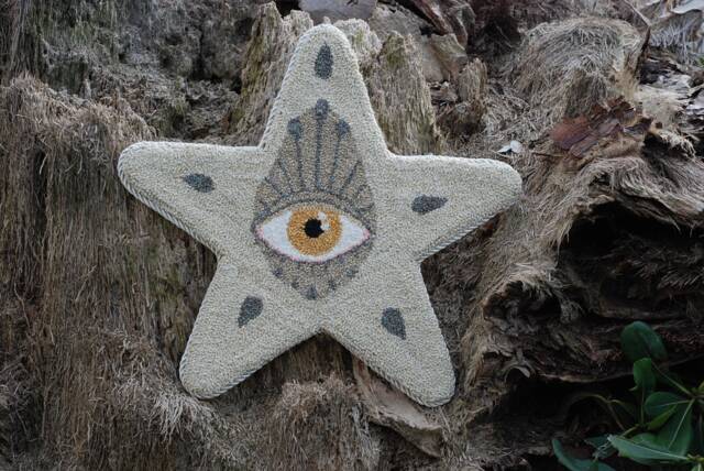 Hand Tufted Star Wall Hanging, Christmas Tree Topper Punch Needle Wall Hanging, Decor - image 1
