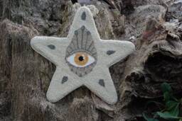 Hand Tufted Star Wall Hanging, Christmas Tree Topper Punch Needle Wall Hanging, Decor - thumbnail 1
