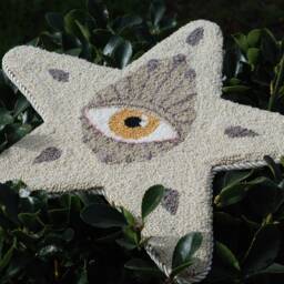 Hand Tufted Star Wall Hanging, Christmas Tree Topper Punch Needle Wall Hanging, Decor - thumbnail 3