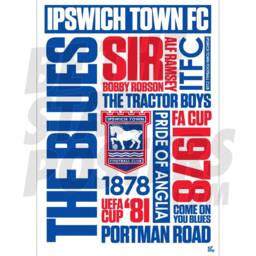 Ipswich Town Fc Word Poster - Officially Licensed Product Sizes A4/A3 A2 - thumbnail 1