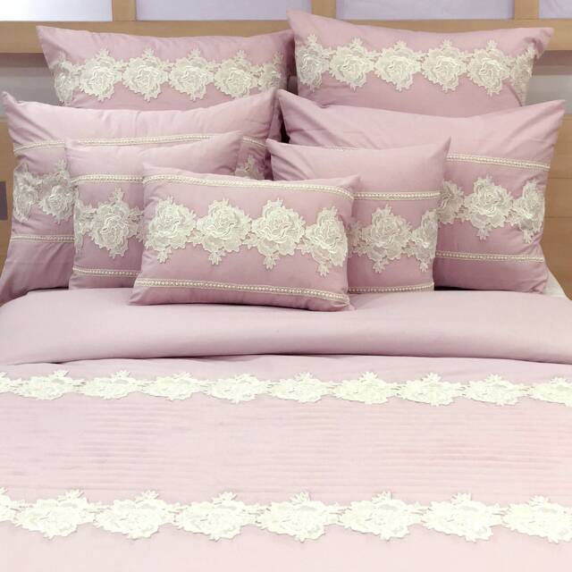 King, Queen & Twin Size Pink Decorative Duvet Cover Set, Cotton Lace Embroidery, French Toile Contemporary - Elegance - image 1