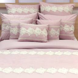 King, Queen & Twin Size Pink Decorative Duvet Cover Set, Cotton Lace Embroidery, French Toile Contemporary - Elegance - thumbnail 1