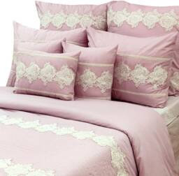 King, Queen & Twin Size Pink Decorative Duvet Cover Set, Cotton Lace Embroidery, French Toile Contemporary - Elegance - thumbnail 2