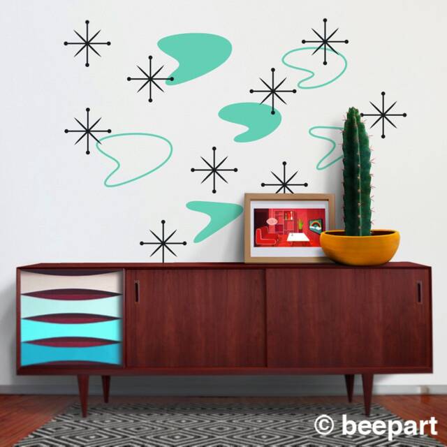 Boomerang Vinyl Wall Decal Set Mid Century Modern Inspired Design - image 1