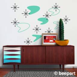 Boomerang Vinyl Wall Decal Set Mid Century Modern Inspired Design - thumbnail 1