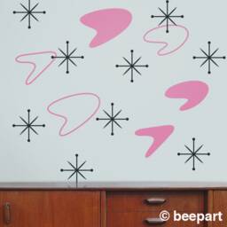 Boomerang Vinyl Wall Decal Set Mid Century Modern Inspired Design - thumbnail 3