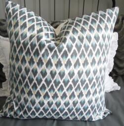 Ikat.pillow Cover.slipcovers.toss Pillows.throw Pillows.farmhouse Pillows.gray.spa Blue.beige.white.accent Pillows.home Decor Pillow Cover - thumbnail 1