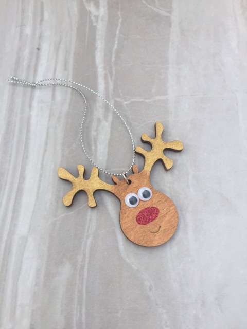 Reindeer Hanging Ornament, Christmas Tree Hand Painted Reindeer, Wooden Reindeer Decoration - image 1