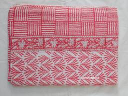 Handmade Queen Kantha Quilt Indian Cotton Bedspread Throw