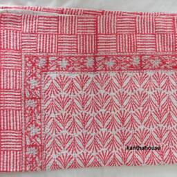 Handmade Queen Kantha Quilt Indian Cotton Bedspread Throw - thumbnail 4