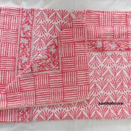 Handmade Queen Kantha Quilt Indian Cotton Bedspread Throw - thumbnail 2