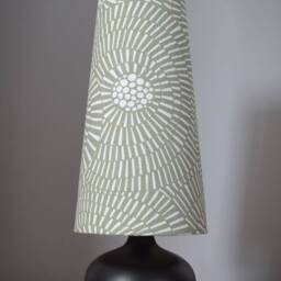 Sage Green Conical/Cone Lampshade With Table Lamp Base Option, Abstract Monochrome Pattern, Handmade By Vivid Shades - thumbnail 3