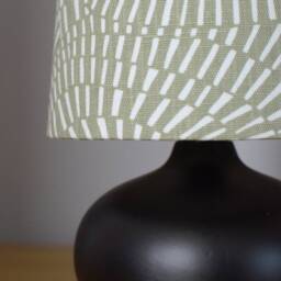 Sage Green Conical/Cone Lampshade With Table Lamp Base Option, Abstract Monochrome Pattern, Handmade By Vivid Shades - thumbnail 2