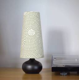 Sage Green Conical/Cone Lampshade With Table Lamp Base Option, Abstract Monochrome Pattern, Handmade By Vivid Shades - thumbnail 1