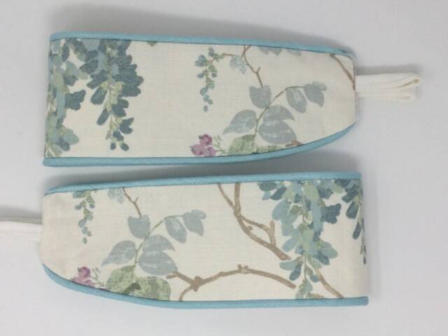 Handmade Laura Ashley Wisteria Curtain Tie Backs, Duck Egg Blue Pair - image 1