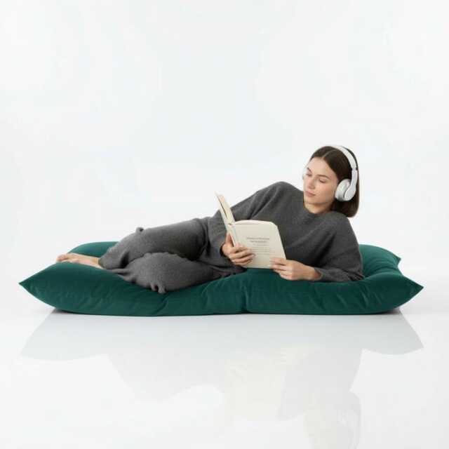 Teal Velvet Beanbag Floor Cushion Rectangle Pillow, Indoor/Outdoor - image 1