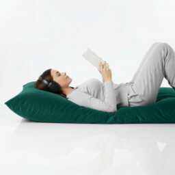 Teal Velvet Beanbag Floor Cushion Rectangle Pillow, Indoor/Outdoor - thumbnail 2