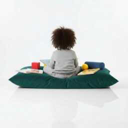 Teal Velvet Beanbag Floor Cushion Rectangle Pillow, Indoor/Outdoor - thumbnail 3